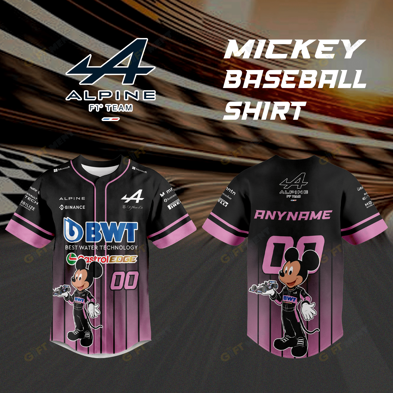Personalized Alpine F1 Team x Mickey baseball jersey