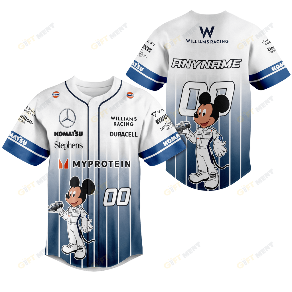 Personalized Williams F1 x Mickey baseball jersey