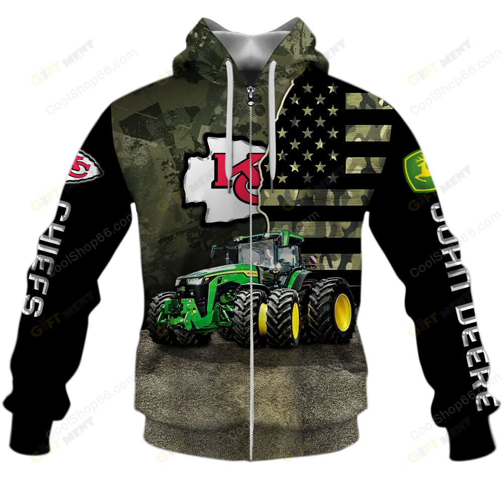 Kansas City Chiefs x John Deere Hoodie | Funny Green Character Premium Hoodie