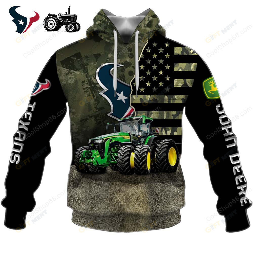 Houston Texans x John Deere Hoodie | Funny Green Character Premium Hoodie