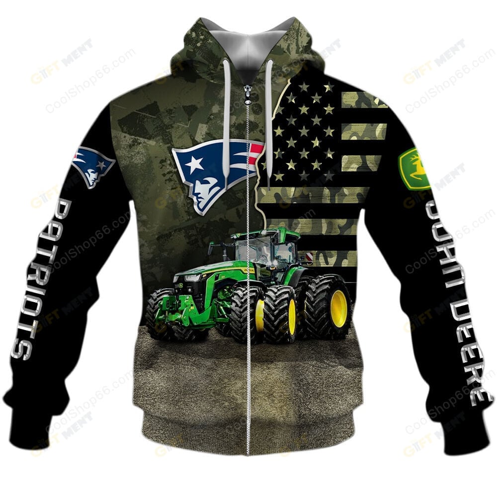 New England Patriots x John Deere Hoodie | Funny Green Character Premium Hoodie