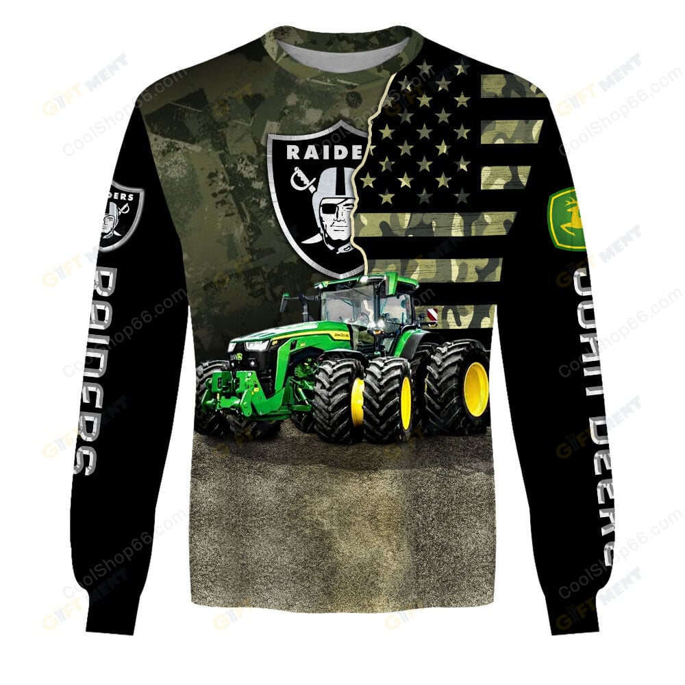 Las Vegas Raiders x John Deere Hoodie | Funny Green Character Premium Hoodie