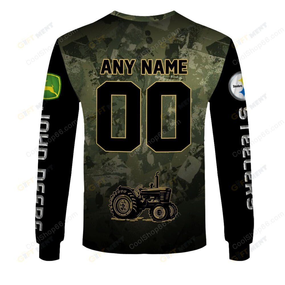 Pittsburgh Steelers x John Deere Hoodie | Funny Green Character Premium Hoodie