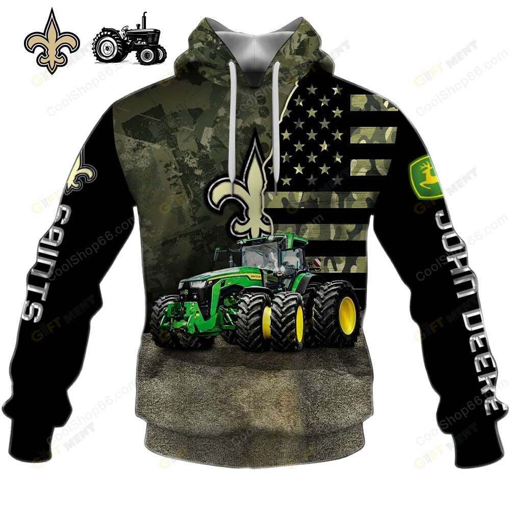 New Orleans Saints x John Deere Hoodie | Funny Green Character Premium Hoodie