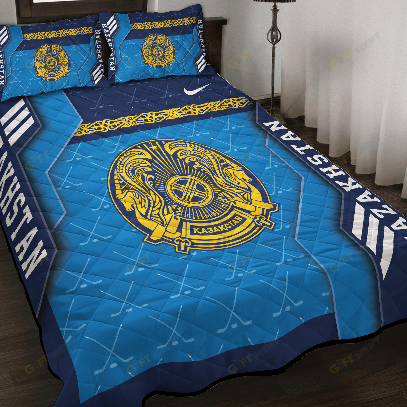 Kazakhstan Ice Hockey Inspired Quilt Set