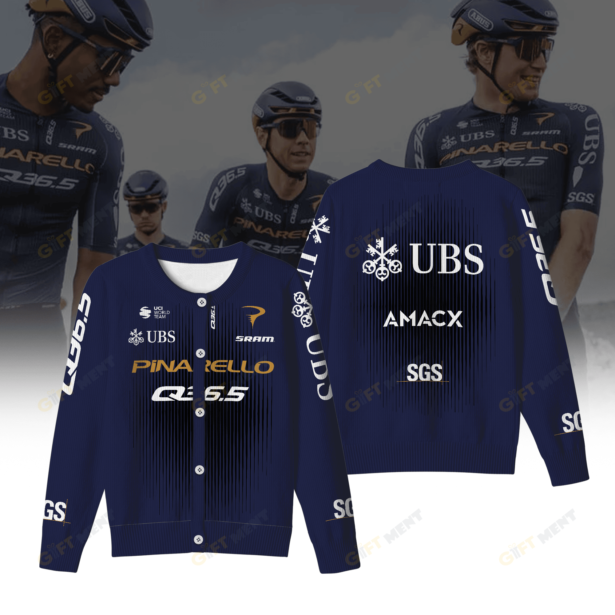 Pinarello Q.36.5 Pro Cycling Team Inspired Crewneck Cardigan Pro Cycling Style