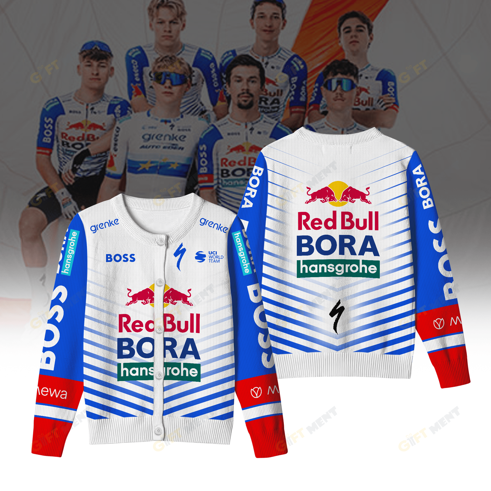 Red Bull BORA hansgrohe Inspired Crewneck Cardigan Pro Cycling Style
