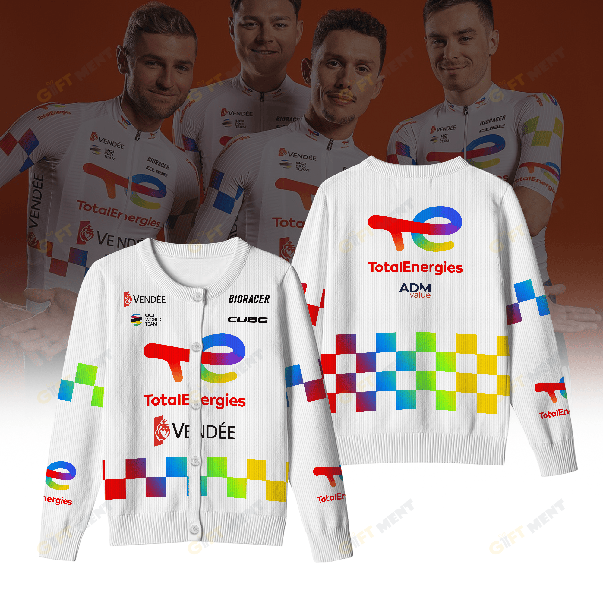 TotalEnergies Inspired Crewneck Cardigan Pro Cycling Style