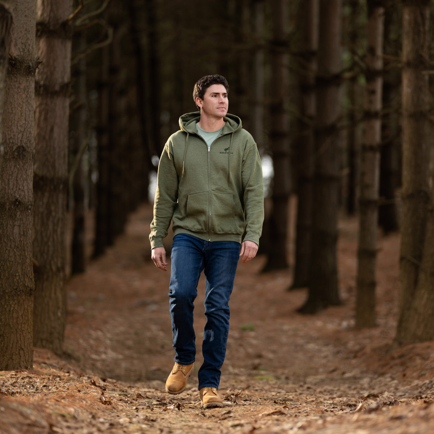 Ford Bronco Mens Dark Green Zip Up Hoodie