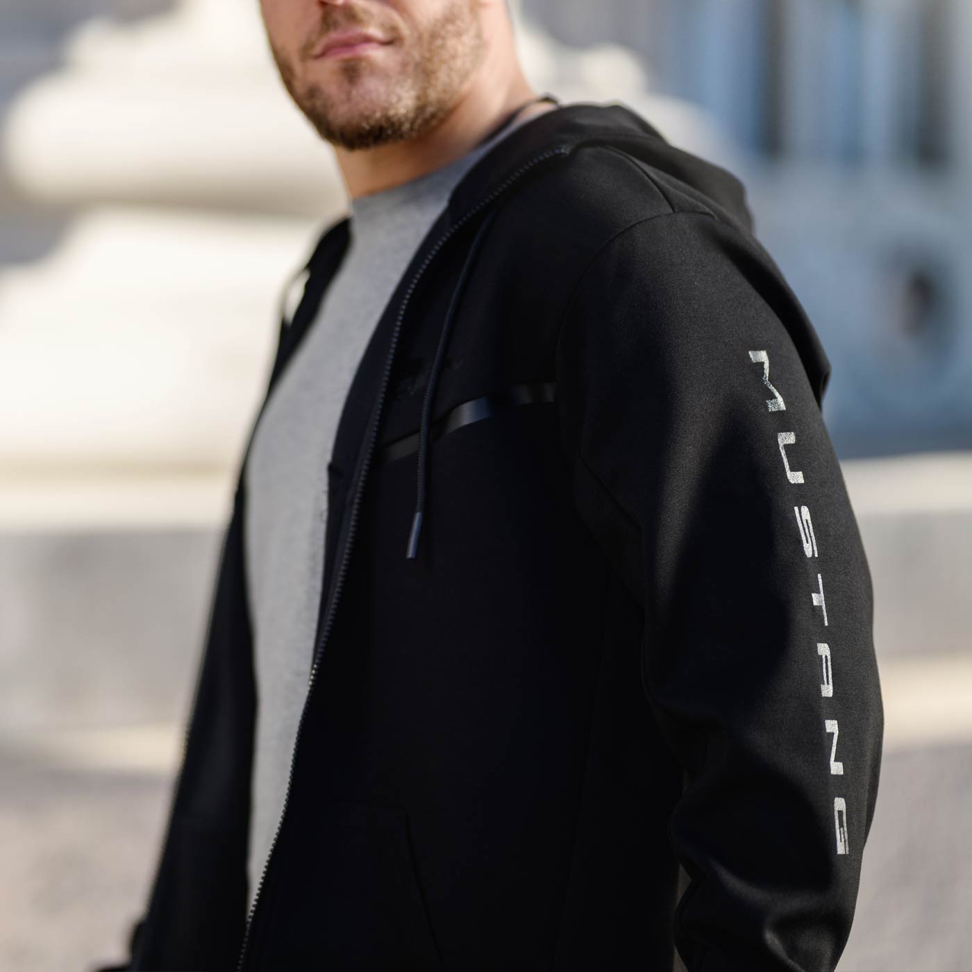 Ford Mustang Mens Black Zip Up Hoodie
