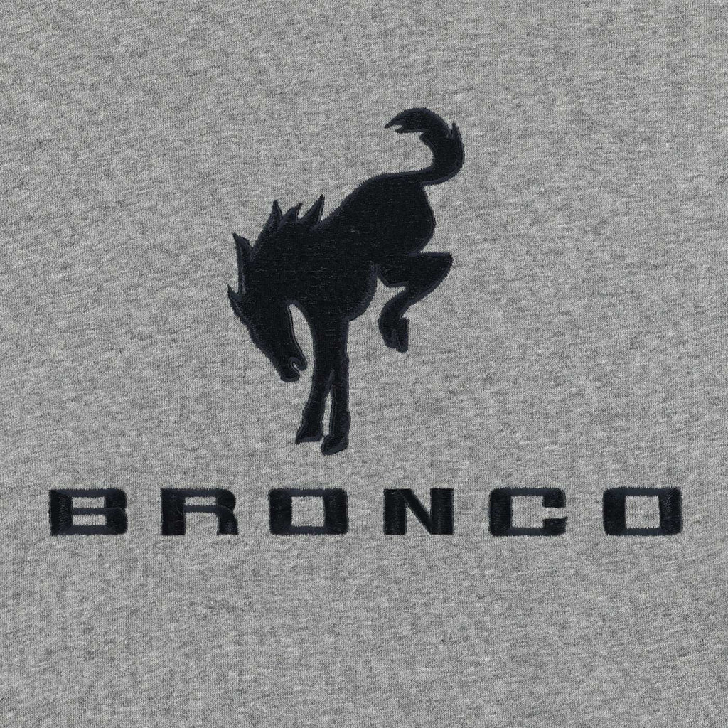 Ford Bronco Mens Gray Embroidered Fleece Hoodie