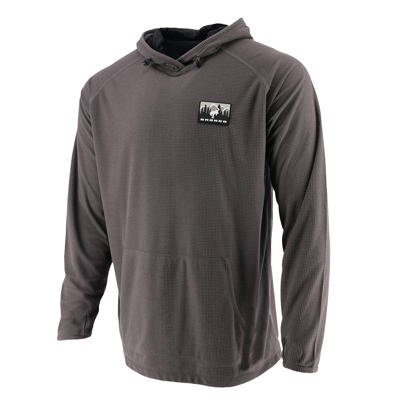 Ford Bronco Mens Gray Grided Fleece Hoodie