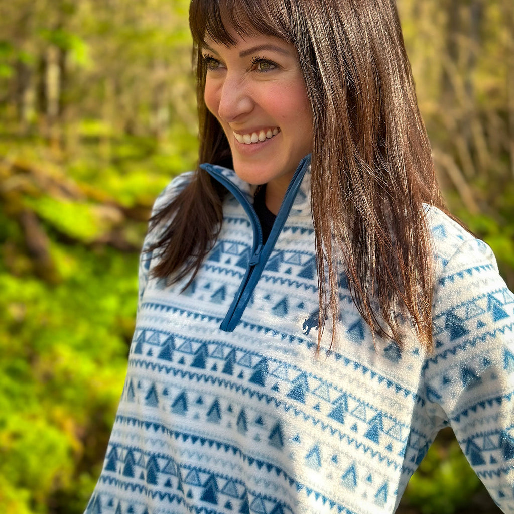 Ford Bronco Womens Aztec Print Fleece Pullover Quarter Zip
