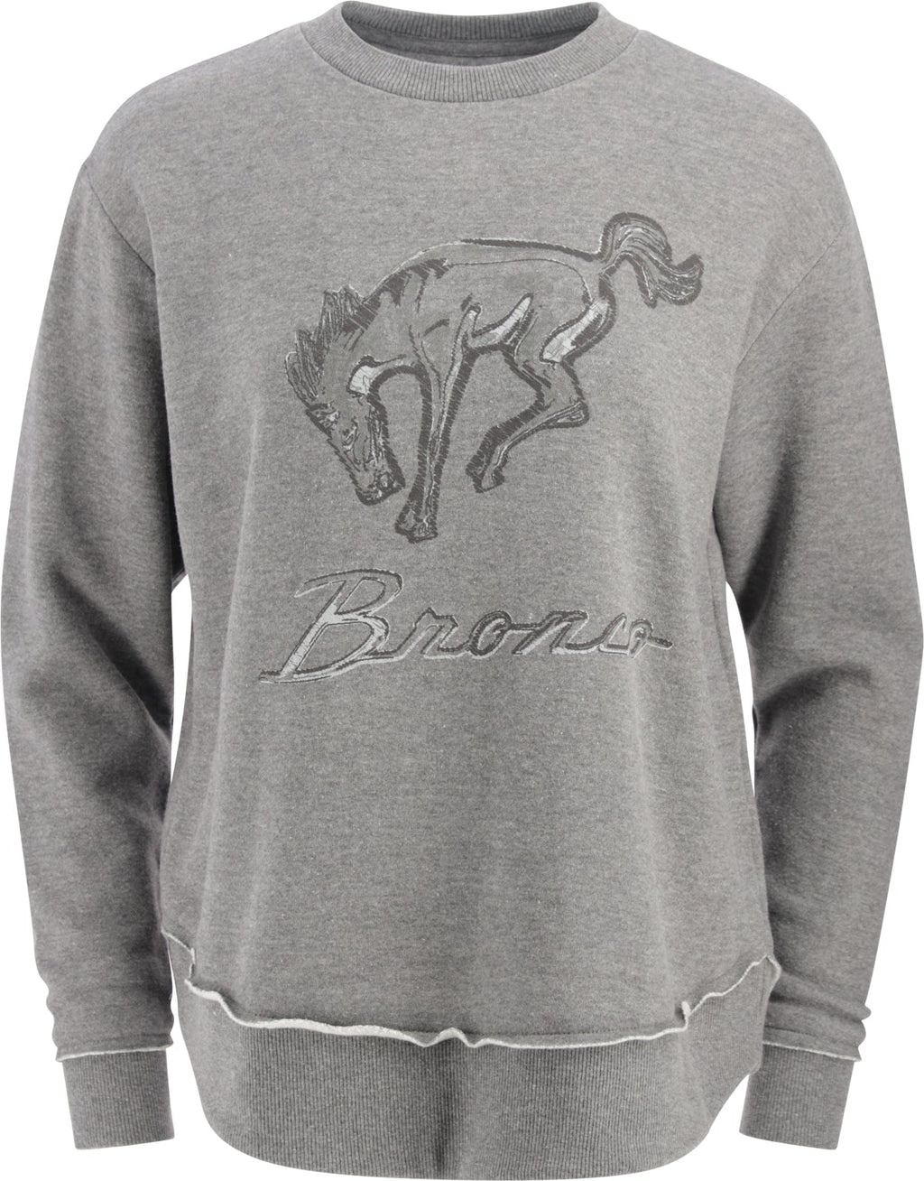 Ford Bronco Womens Gray Relaxed Fleece Crewneck Sweatshirt