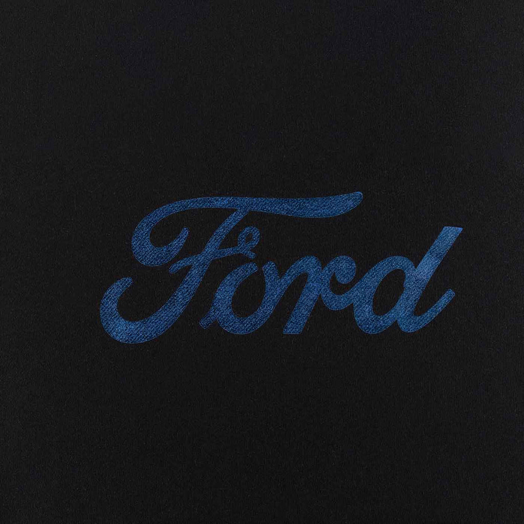 Ford Script Womens Blue Foil Graphic Oversized Hoodie