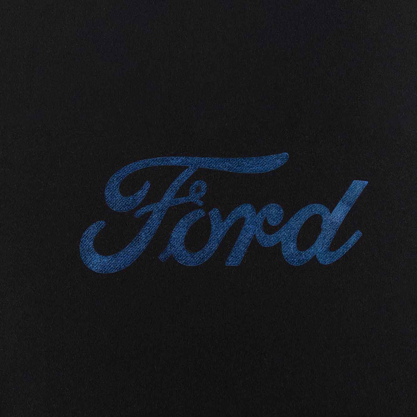 Ford Script Womens Blue Foil Graphic Oversized Hoodie