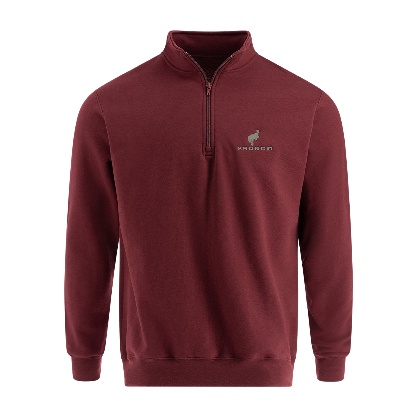 Ford Bronco Mens Maroon Quarter Zip Sweatshirt