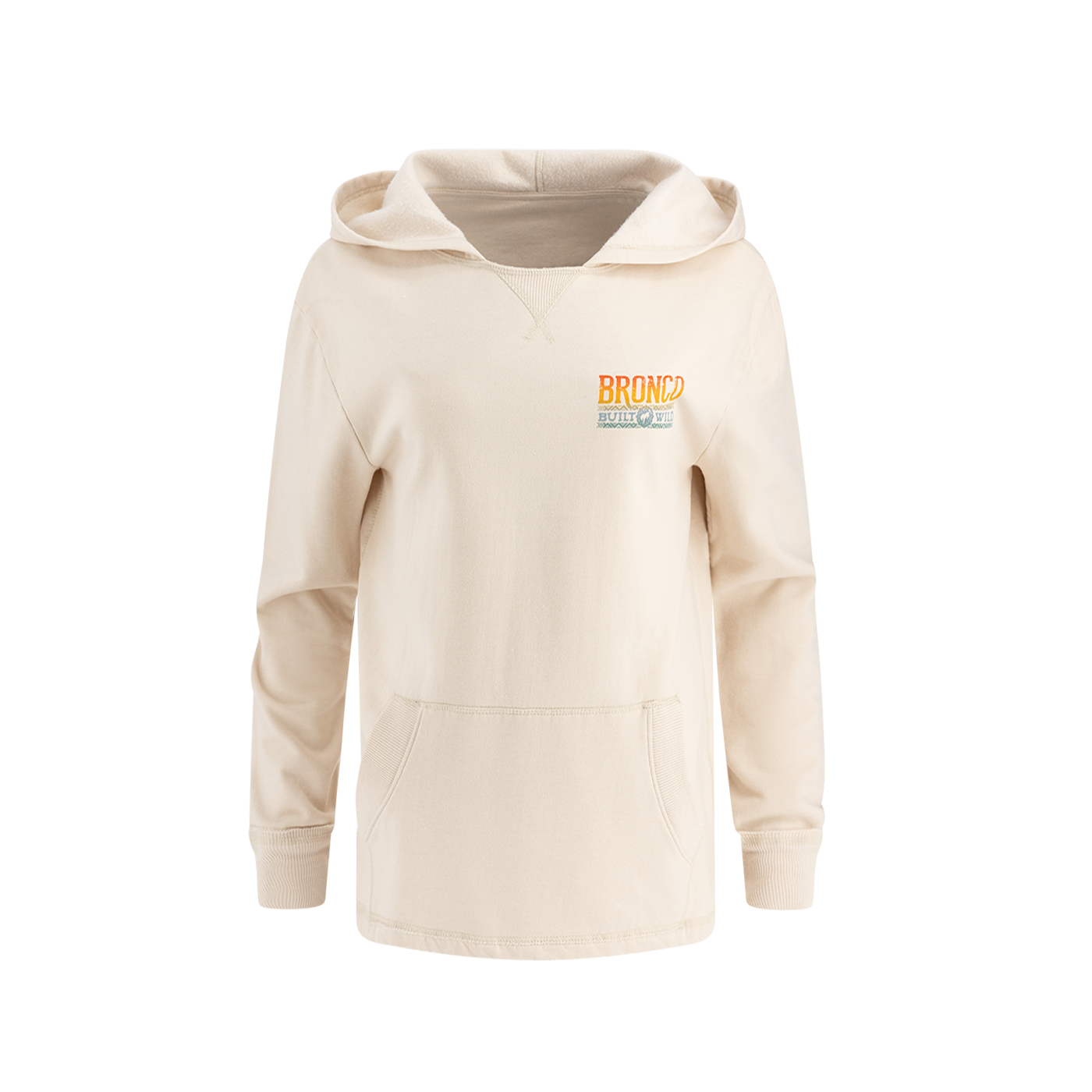 Ford Bronco Womens Ombre Built Wild Graphic Vintage Wash Hoodie