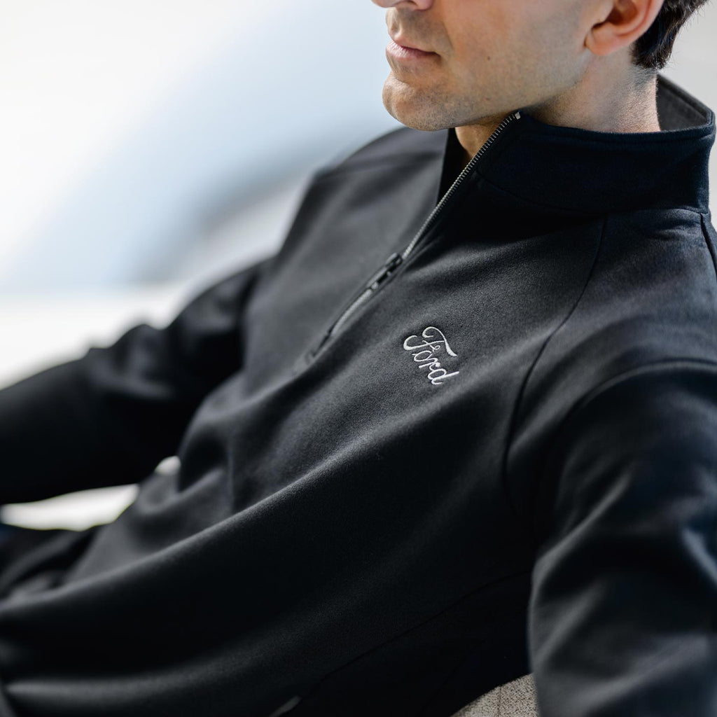 Ford Mens Black Long Sleeve Performance Quarter Zip