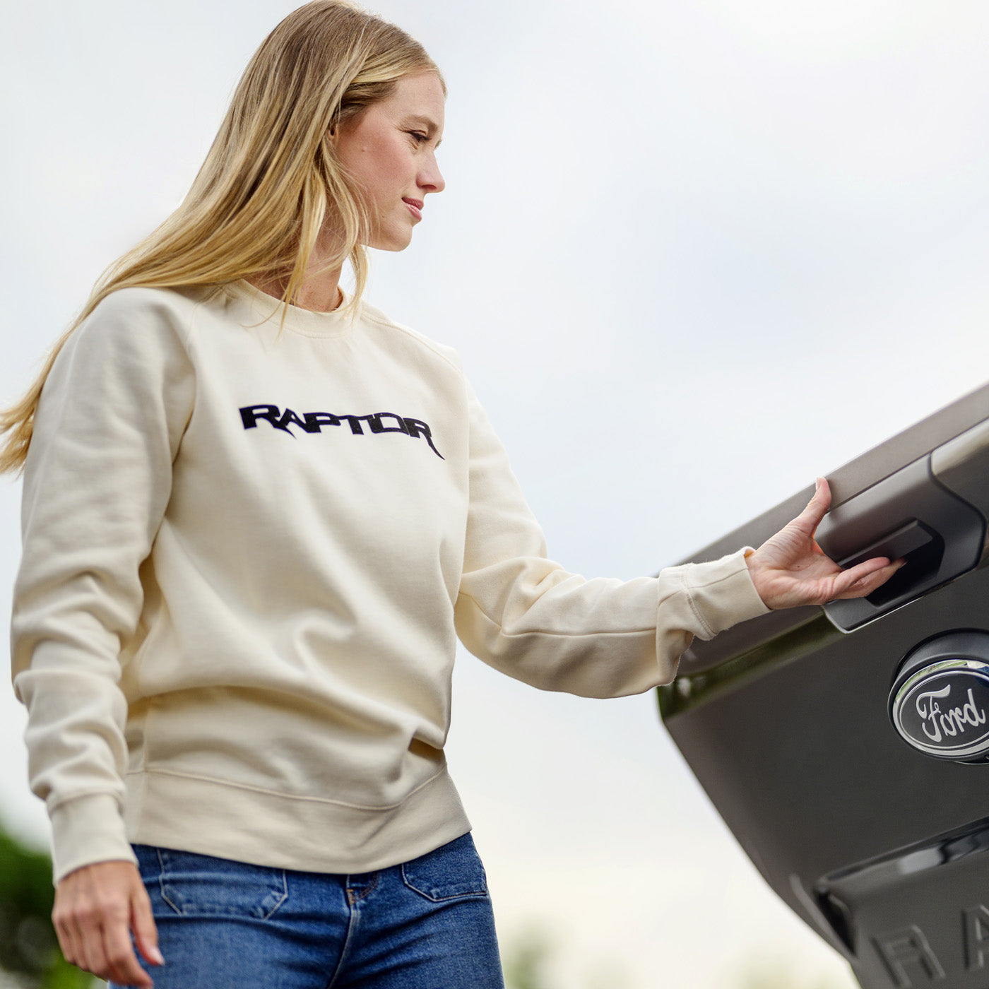 Ford Raptor Cream Fleece Crewneck Sweatshirt
