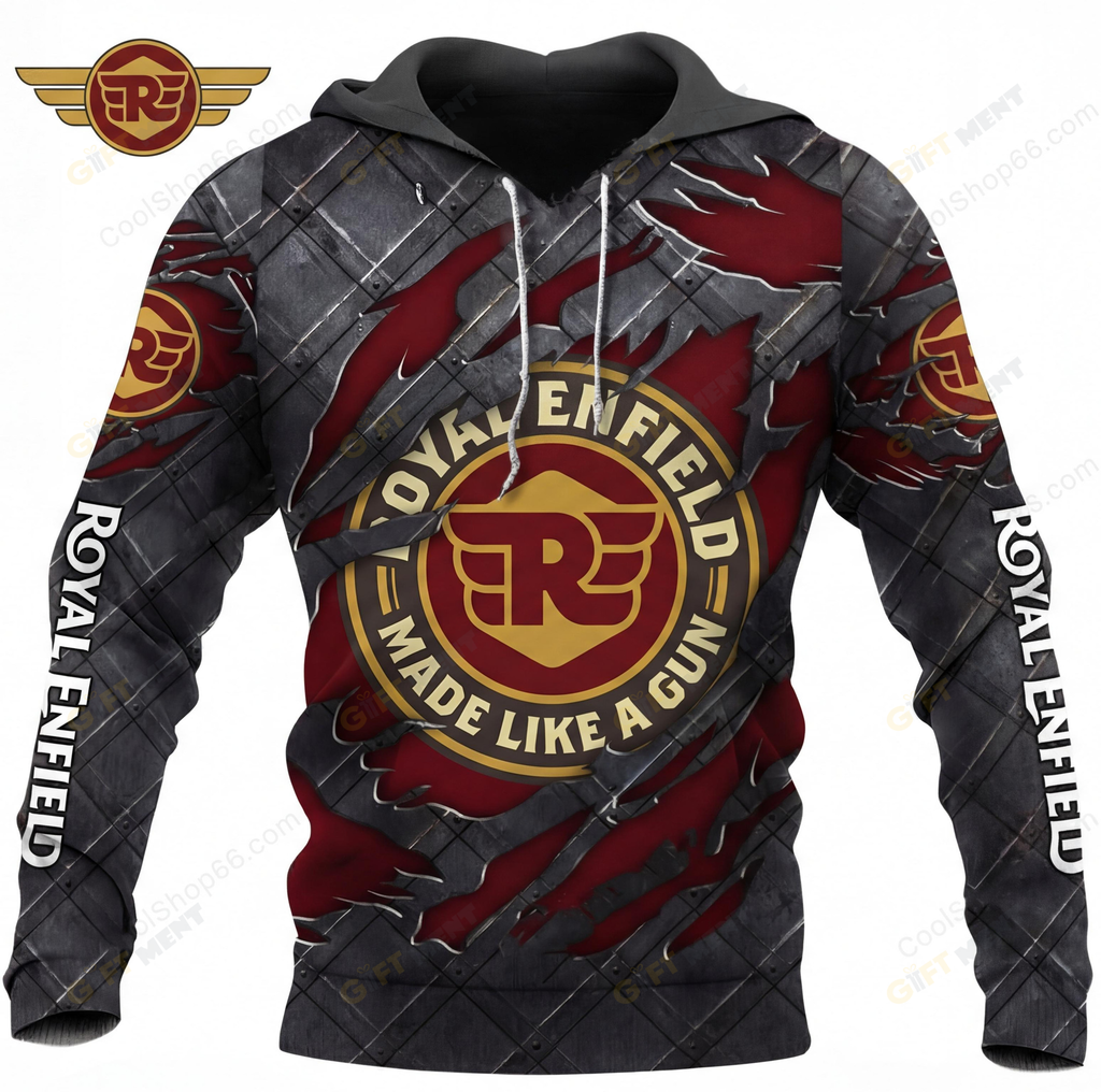 Royal Enfield Black Metal  3D Apparel Hoodie, Kid Hoodie, T Shirt, Zip Hoodie, Sweatshirt