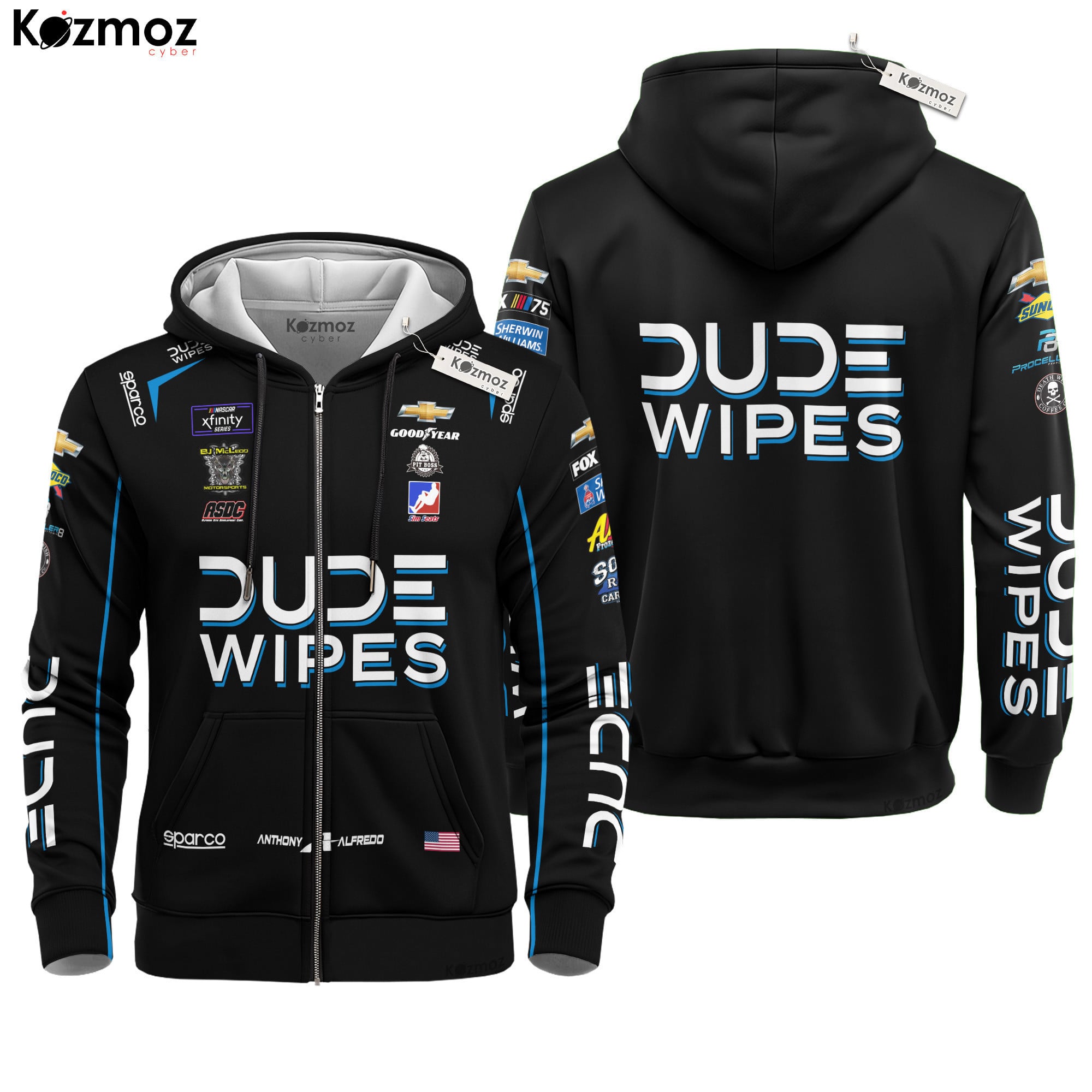 Anthony Alfredo Racing Suit Racing Costume Dude Wipes 2023 Collection - BJ McLeod Motorsports NASCAR Racing Team